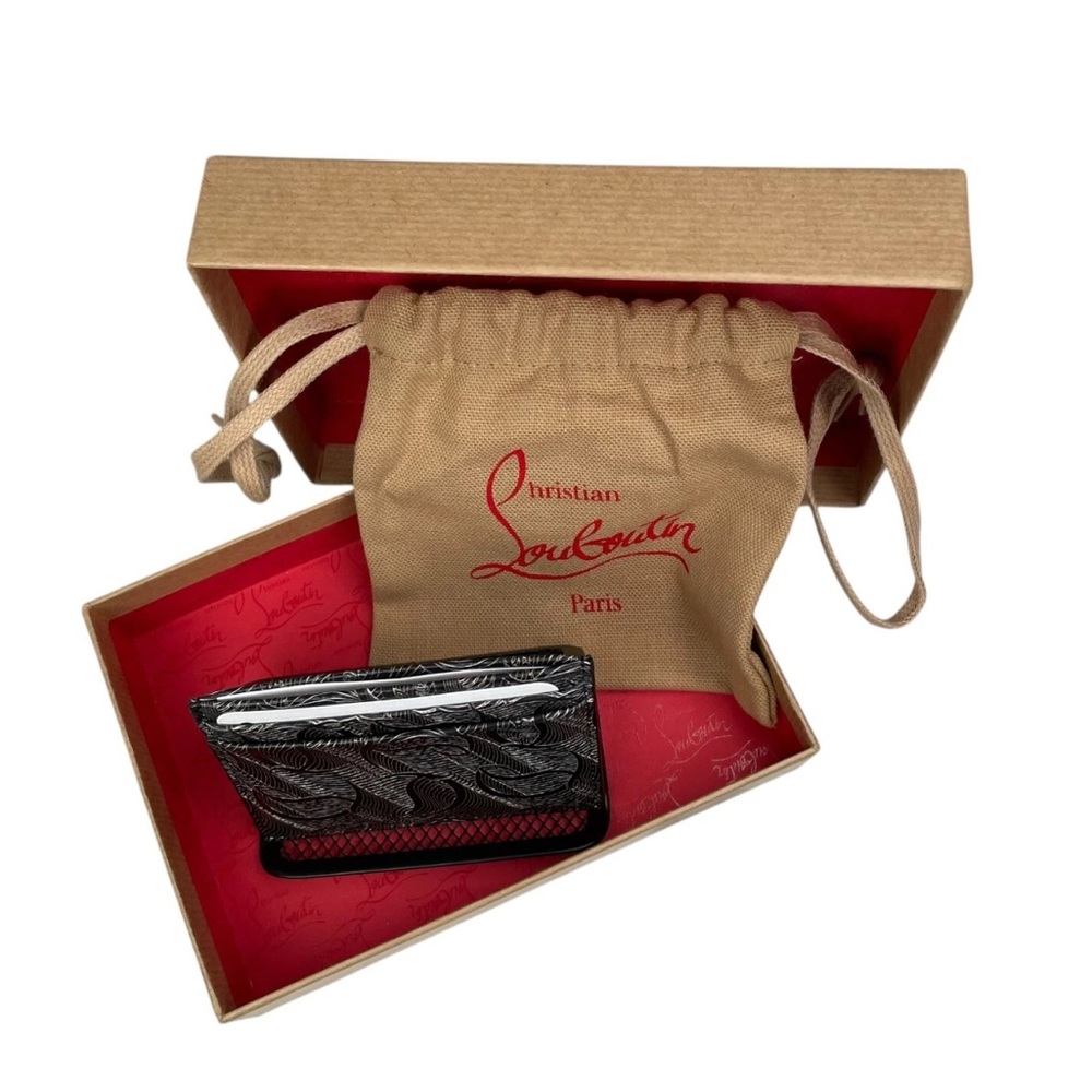 Christian Louboutin Signature Metallic Monogram Print Leather Card Case - Picture 3 of 15